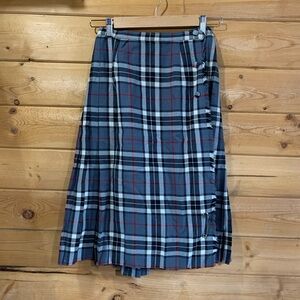 Vintage Plaid Women's Skirt Grey White Red Virgin Wool Size‎ 6 Twee School Girl